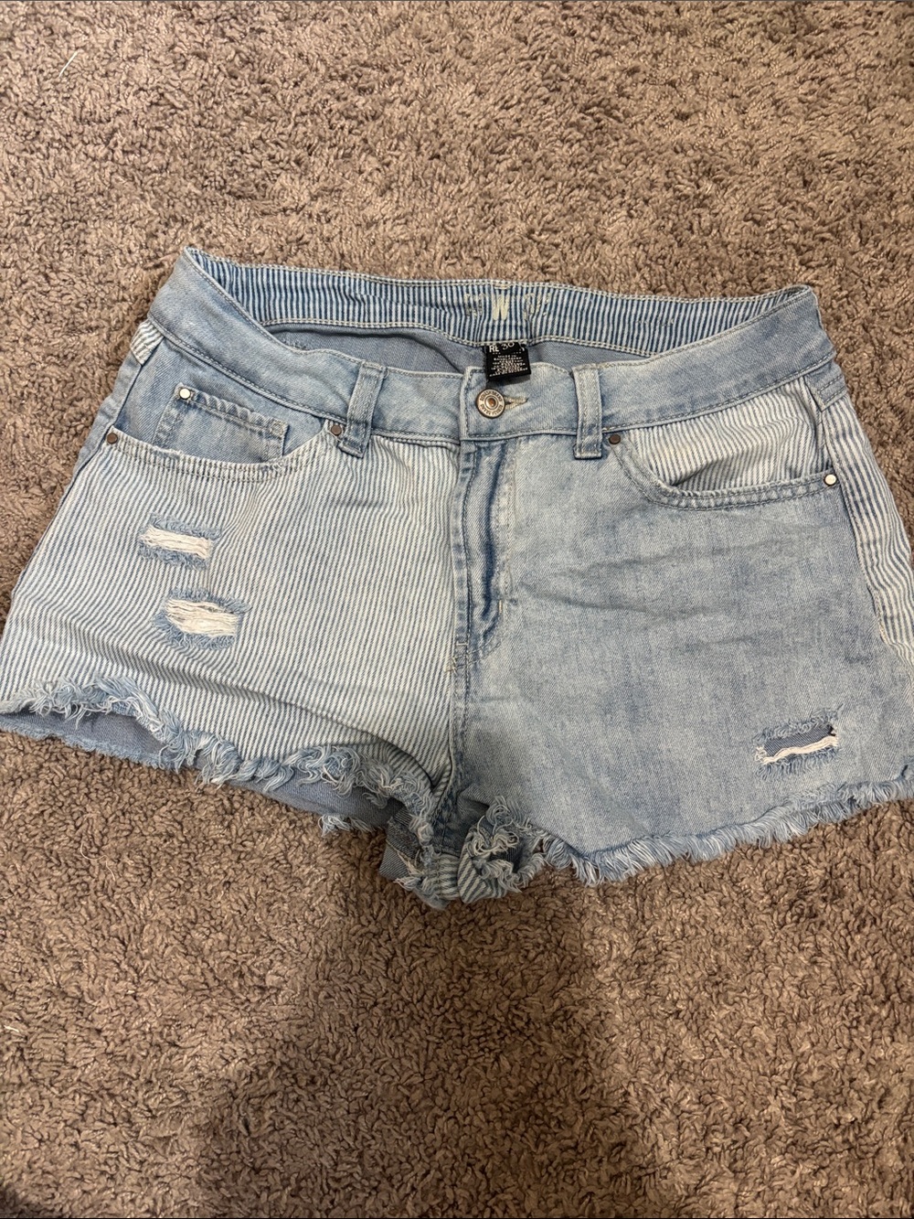 Rewash Light Blue Two-Tone Distressed Jean Shorts